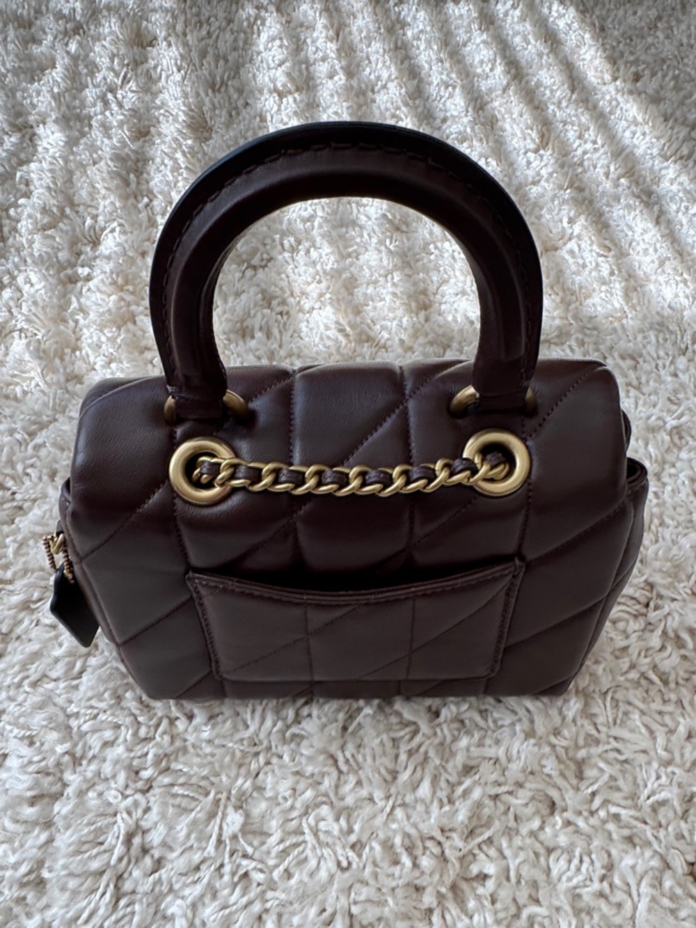 Coach Quilted Tabby Top Handle small Crossbody in Maple with Gold Hardware - Picture 12 of 13